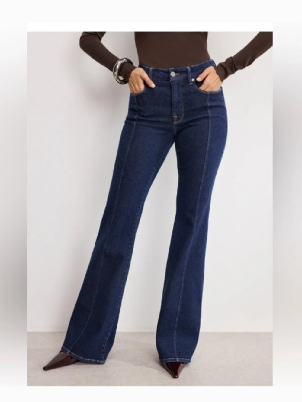 Good American Good Leg Mid Rise Seam Flare Jeans Size 2/26